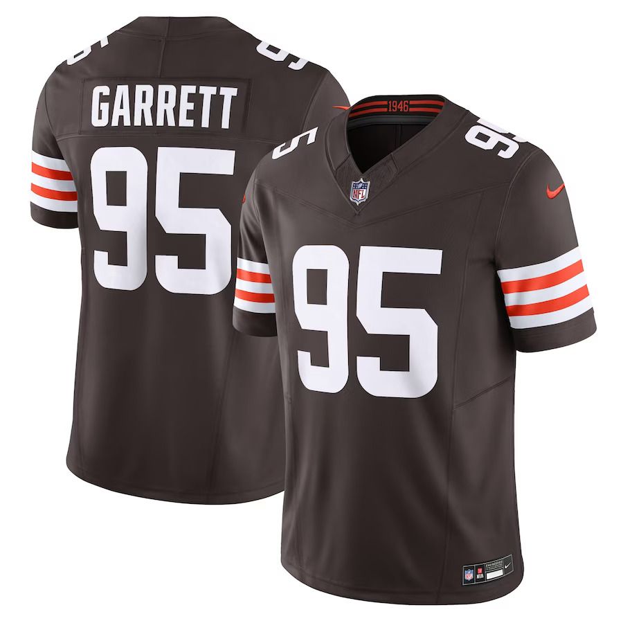 Men Cleveland Browns 95 Myles Garrett Nike Brown Vapor F.U.S.E. Limited NFL Jersey